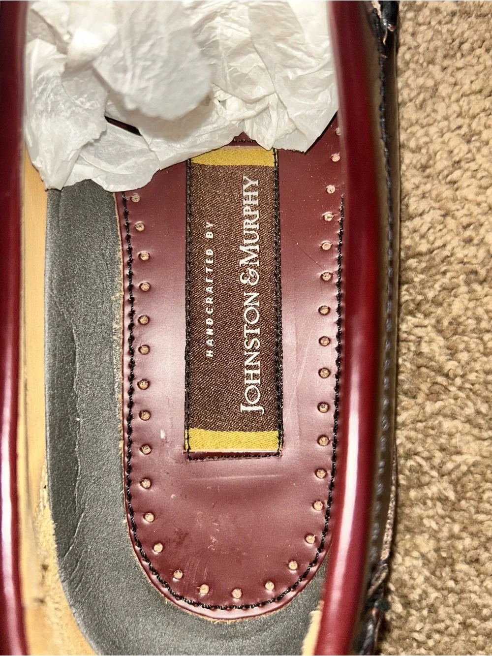 Johnston & Murphy Hayes Loafer Dress Red Brown  Leather Moc Toe Tassel 8.5 Wide